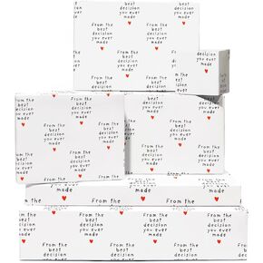 Central 23 Funny Anniversary Paper - أفضل قرار اتخذته على الإطلاق - HEART - 6 أوراق من ورق التغليف الأبيض للرجال - غلاف هدايا عيد الحب - قابلة لإعادة التدوير