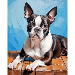 Zuvrdiai DIY Paint بأرقام للبالغين بوسطن Terrier DIG DIY رسم زيت الرسم مع فرش ديكورات هدايا 40x50 سم لا إطار