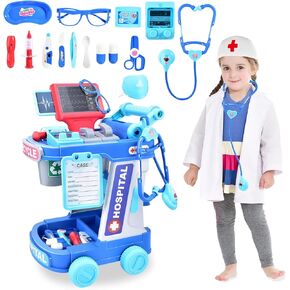 Children's Toy Doctor Set, high Durability Role-Playing Medical Toys for Boys and Girls, Sturdy Pretend Play Toys with cart, Clothing and Medical Equipment, Suitable for Toddlers 3-6 Years Old