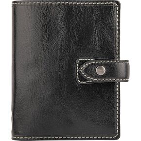 Filofax Malden Organizer, Pocket Size, Black - Tactile, Full-Grain Buffalo Leather, Six Rings, Cotton Cream Week-to-View Calendar Diary, Multilingual, 2025 (C028627-25)