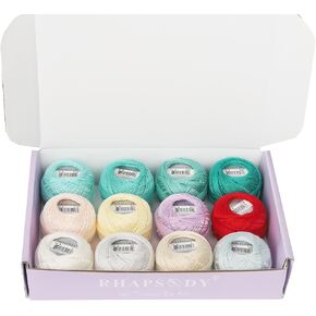 Rhapsody Perle #8 Cotton Size 8 Thermproidery Thread 12 Colors المصرية القطن 43 ياردة لخياطة الكروشيه خياطة اللحف بالتطريز اليدوي يدوية الإبرة الحرفية (العقيد 3)