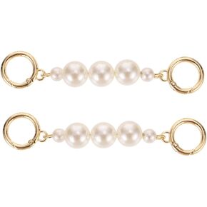nuobesty 2 PCS سلسلة تمديد لؤلؤة بيرل كيس سيدات حقائب اليد سلسلة الموسع امتداد حزام صليب الديكور أكياس يدوية استبدال سليمة الألومنيوم الأبيض ملكة جمال