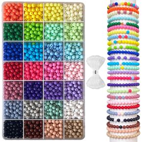1820PCS 6mm Acrylic Round beads For Jewelry Making,28 Candy Colors Assorted Plastic Round Beads for Bracelets Making Kit Loose Beads Bubble Gum Beads for Earrings Necklace Phone Lanyard DIY Crafts