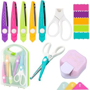 7pcs/مجموعة مقص حرفي 3 في 1 ركن ركن من الورق Paper Plage Paper Paper Paper Scissors with Box Storage Set 5 أنواع مقصات من الحواف Zig Zag لبطاقة الورق والمشاريع DIY ، والبطاقة والسردة.