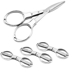 4-Pack Stainless Steel Folding Scissors - Telescopic Cutter Design, Foldable Safety Scissors Ideal for Home, Office, School, Camping & Outdoor Use (Silver)
