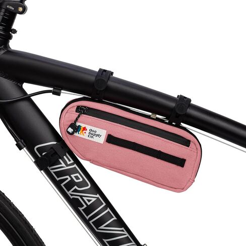 Waxed Canvas Frame Bag – Waterproof Zippers, Dual Storage Compartments, Adjustable Straps – Fits All Frame Sizes, Perfect for Cycling, Commuting, and Adventure Rides (Red/Orange) in Saudi Arabia