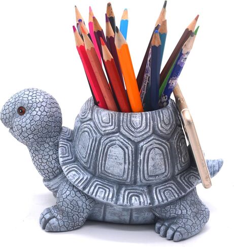 Turtle Pencil Holder and Phone Stand - Multifunctional Stylish Storage Container Desk Accessories Organizer - Green in Saudi Arabia