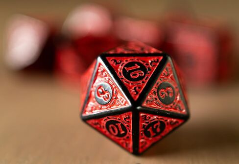 Lattice Victorian Design Steampunk Inspired - Set of 7 RPG Dice | Perfect for Dungeons and Dragons (D&D), Magic The Gathering (MTG) and Other Role Playing Games (RPG), 16mm (Red) in Saudi Arabia