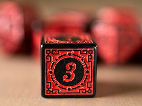 Lattice Victorian Design Steampunk Inspired - Set of 7 RPG Dice | Perfect for Dungeons and Dragons (D&D), Magic The Gathering (MTG) and Other Role Playing Games (RPG), 16mm (Red) in Saudi Arabia
