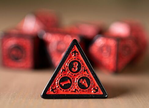Lattice Victorian Design Steampunk Inspired - Set of 7 RPG Dice | Perfect for Dungeons and Dragons (D&D), Magic The Gathering (MTG) and Other Role Playing Games (RPG), 16mm (Red) in Saudi Arabia