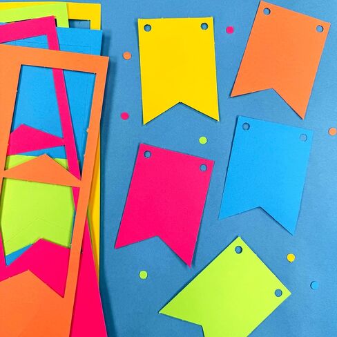 FreshCut Crafts | 160 pcs Paper DIY Banner Flags Patriotic RED, WHITE AND BLUE Pennant Banners, SMALL (2.5 x 3.5 in), US Made Card Stock Punch Out Blank Pennants for 4th of July Party Decorations, in Saudi Arabia