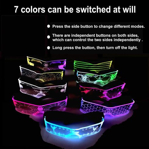 MaxLax led Furture Visor Glasses,7 Colors 4 Modes for Club,Christmas， Party in Kuwait