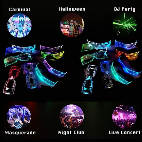MaxLax led Furture Visor Glasses,7 Colors 4 Modes for Club,Christmas， Party in Kuwait