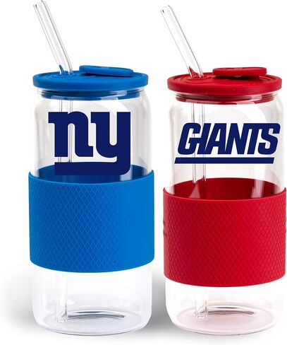 The Memory Company | Licensed NFL 2-Pack Glasses with Silicone Grip and Lid, with Straw in Kuwait