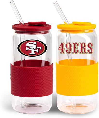 The Memory Company | Licensed NFL 2-Pack Glasses with Silicone Grip and Lid, with Straw in Kuwait