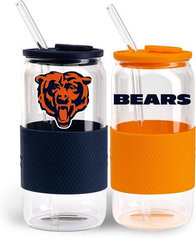 The Memory Company | Licensed NFL 2-Pack Glasses with Silicone Grip and Lid, with Straw in Kuwait