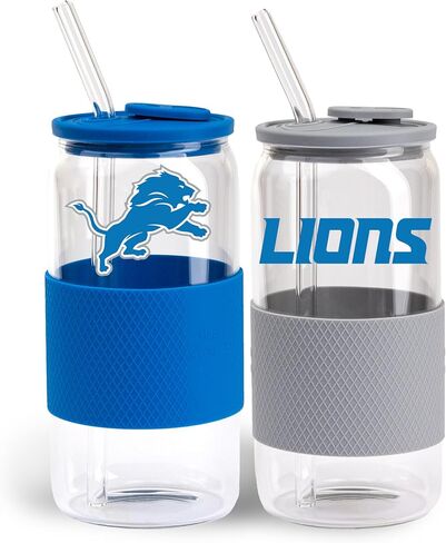 The Memory Company | Licensed NFL 2-Pack Glasses with Silicone Grip and Lid, with Straw in Kuwait