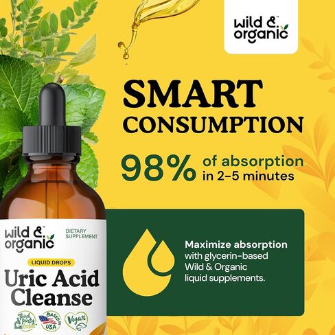 Uric Acid Cleanse Liquid Supplement - Uric Acid Support Drops with Tart Cherry, Chanca Piedra, Celery, Turmeric Root, Milk Thistle Seed - Vegan, Alcohol Free Tincture - 4 fl oz in Kuwait