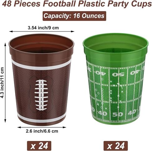 48 Pcs Reusable Football Plastic Cups 16 Oz Thick Cocktail Drink Cup Bulk Football Stadium Cups for Tailgate Football Theme Party Favor Birthday Event Game Day Supplies Decoration in Kuwait