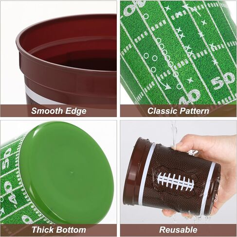48 Pcs Reusable Football Plastic Cups 16 Oz Thick Cocktail Drink Cup Bulk Football Stadium Cups for Tailgate Football Theme Party Favor Birthday Event Game Day Supplies Decoration in Kuwait