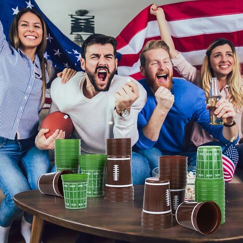 48 Pcs Reusable Football Plastic Cups 16 Oz Thick Cocktail Drink Cup Bulk Football Stadium Cups for Tailgate Football Theme Party Favor Birthday Event Game Day Supplies Decoration in Kuwait