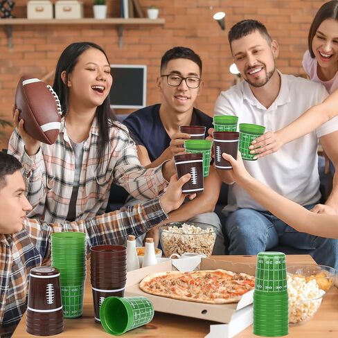 48 Pcs Reusable Football Plastic Cups 16 Oz Thick Cocktail Drink Cup Bulk Football Stadium Cups for Tailgate Football Theme Party Favor Birthday Event Game Day Supplies Decoration in Kuwait