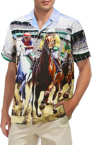 Hawaiian Shirt for Men Short Sleeve Beach Tropical Summer Vacation Shirt Casual Button Down Aloha Shirt Flowery Parrot XL in Kuwait