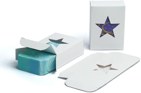 50 CYP White Star Window Soap Box - عبوة الصابون محلية الصنع - SOAP Make Supplies - مصنوعة في الولايات المتحدة الأمريكية! - 50 حزمة in Kuwait