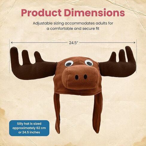 نيكي بيجز نوفيلتيز قبعة موظ بنية مضحكة للبالغين على شكل رأس قرون وعيون حيوانات، لون بني، مقاس واحد in Kuwait