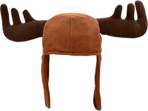 نيكي بيجز نوفيلتيز قبعة موظ بنية مضحكة للبالغين على شكل رأس قرون وعيون حيوانات، لون بني، مقاس واحد in Kuwait