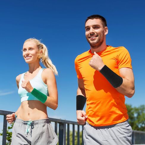 6 Inch Wrist Sweatbands Tennis Wrist Bands Absorbent Sweat Band for Men and Women Sport Long Wrist Bands, Breathable Cotton Athletic Sweatbands for Basketball, Workout, Running (4 Pack) -Light Camel in Kuwait