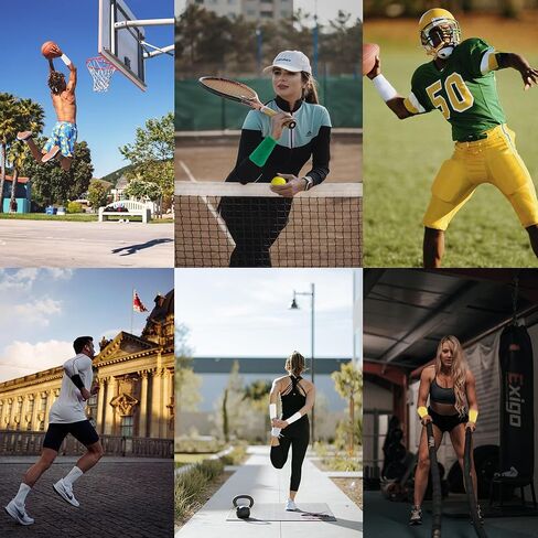 6 Inch Wrist Sweatbands Tennis Wrist Bands Absorbent Sweat Band for Men and Women Sport Long Wrist Bands, Breathable Cotton Athletic Sweatbands for Basketball, Workout, Running (4 Pack) -Light Camel in Kuwait