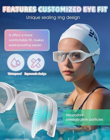 Greatever Sleek Swimming Goggles, UV400 Protection Swim Goggles,HD Wide View Goggles, Anti Fog No Leakage, Enhanced Comfort For Women Men Adults Teenagers in Saudi Arabia