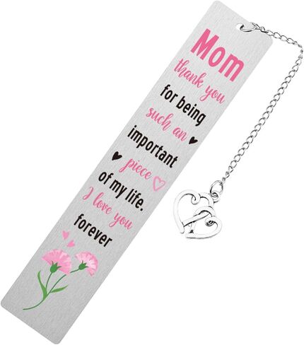 Cute Bookmark for Mother, Stainless Steel Love Funny Bookmark with Heart Shape Chain Best Gifts for Mom Reading Gifts Show Your Love and Gratitude (Style 2) in Saudi Arabia