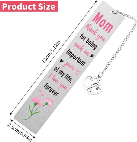Cute Bookmark for Mother, Stainless Steel Love Funny Bookmark with Heart Shape Chain Best Gifts for Mom Reading Gifts Show Your Love and Gratitude (Style 2) in Saudi Arabia