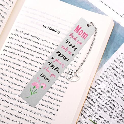 Cute Bookmark for Mother, Stainless Steel Love Funny Bookmark with Heart Shape Chain Best Gifts for Mom Reading Gifts Show Your Love and Gratitude (Style 2) in Saudi Arabia