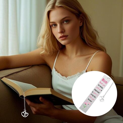 Cute Bookmark for Mother, Stainless Steel Love Funny Bookmark with Heart Shape Chain Best Gifts for Mom Reading Gifts Show Your Love and Gratitude (Style 2) in Saudi Arabia