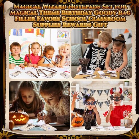 Yexiya 64 Pack Magical Wizard Notepads Set Spiral Notebooks and Wizard Wands Pencils Bulk Mini Notebooks for Magical Theme Birthday Goody Bag Filler Favors School Classroom Supplies Rewards Gift in Saudi Arabia