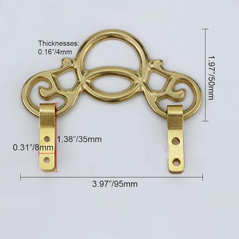 Tiazza 2pcs النمط الصيني الطراز النحاس النحاس عتيق الخطاف شماعات الرسم الزخرفية شماعات المرآة (البرونز العتيق) in Kuwait