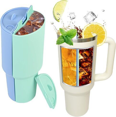 2-in-1 Drink Separator Silicone Liner fit Stanley Cup 40oz, Inner Cup Section Tray for Stanley Tumbler Accessories, Reusable Cup Divider Two Drinks in One Cup (Pink) in Saudi Arabia