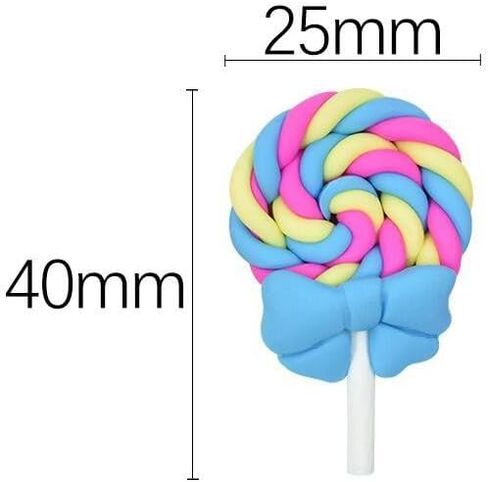 30pcs Resin Lollipop Fake Candy Charms, Polymer Clay Candy Canes Kawaii Slime Charms Lollipops, Sweets Embellishments for DIY Crafts and Easter Scrapbooking (Pastel-30pcs) in Saudi Arabia