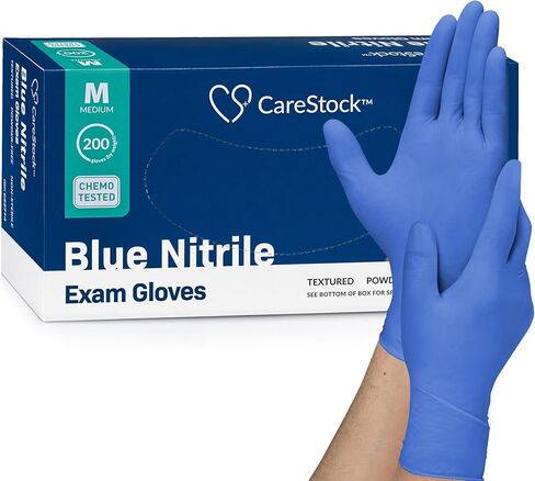 Blue Nitrile Exam Gloves [200 Count] Disposable, Powder-Free, Latex-Free, Food Safe, Medical Grade, Chemical Resistant, Small in Kuwait