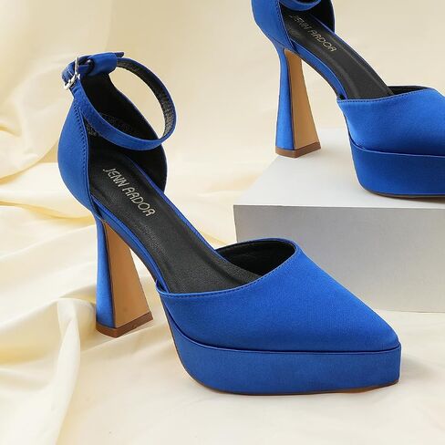 JENN ARDOR Women’s Chunky Platform High Block Heels Pointed Closed Toe Ankle Strap Comfortable Sexy Party Dress Wedding Pumps Shoes in Saudi Arabia