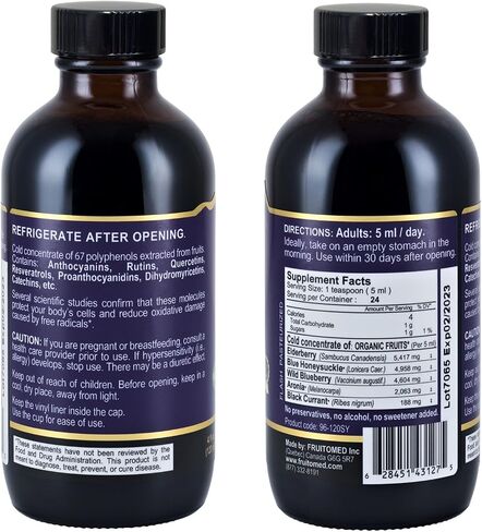 Immunia 67 polyphenols. Elderberry Concentrate and Antioxidant Fruits. Antioxidant Supplement. Concentrate of 67 polyphenols (Anthocyanins, Quercetins, Resveratrols, Etc). 24 Days/Bottle. (3-Pack) in Kuwait