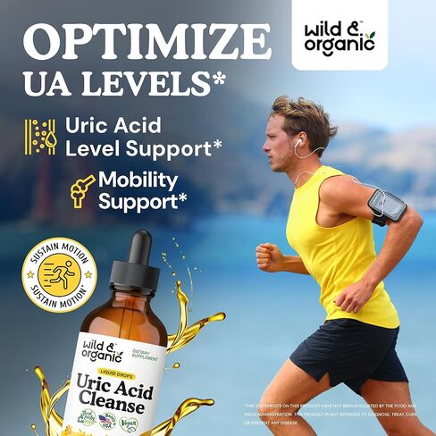 مكمل سائل منظف حمض اليوريك - قطرات دعم حمض اليوريك مع الكرز اللاذع، تشانكا بيدرا، الكرفس، جذر الكركم، بذور الشوك الحليب - نباتي، صبغة خالية من الكحول - 2 أونصة سائلة in Kuwait