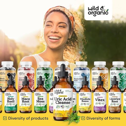 مكمل سائل منظف حمض اليوريك - قطرات دعم حمض اليوريك مع الكرز اللاذع، تشانكا بيدرا، الكرفس، جذر الكركم، بذور الشوك الحليب - نباتي، صبغة خالية من الكحول - 2 أونصة سائلة in Kuwait