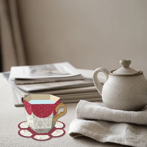 3D Tea Cup Die Cuts for Card Making, Coffee Cups Carbon Steel Cutting Dies 2025 Tableware Scrapbooking Embossing Template Dies for DIY Birthday Gift Party Greeting Paper Card Photo Album in Saudi Arabia