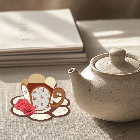3D Tea Cup Die Cuts for Card Making, Coffee Cups Carbon Steel Cutting Dies 2025 Tableware Scrapbooking Embossing Template Dies for DIY Birthday Gift Party Greeting Paper Card Photo Album in Saudi Arabia