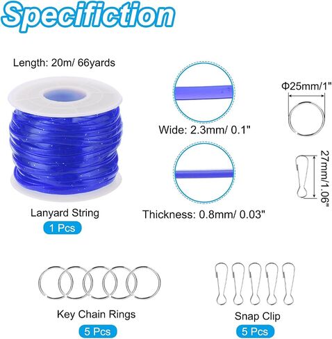 مجموعة سلسلة Patikil Lanyard ، PVC Glitters البلاستيك وضع الأسلاك الحبل ، الحرف اليدوية ، الأساور ، سلاسل المفاتيح ، الأزرق الساطع in Saudi Arabia