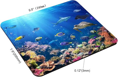 Underwater Scene with Coral Reef and Tropical Fish Mouse Pad for Office Computers&Laptop with Designs Printed, Non-Slip Rubber Base Mousepad Gaming Mouse Pads,9.5x7.9x0.12 Inch in Saudi Arabia